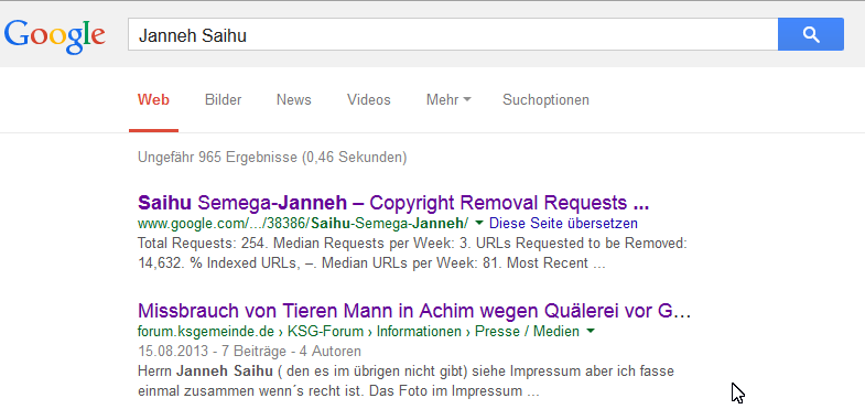 Suchergebnis bei Google zum Namen Janneh Saihu