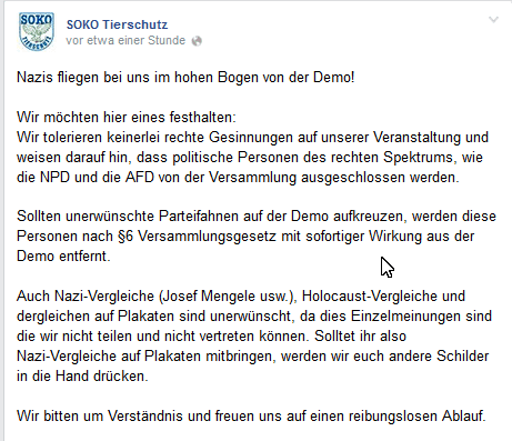 SOKO Tierschutz e.V. stellt AFD als Nazis dar
