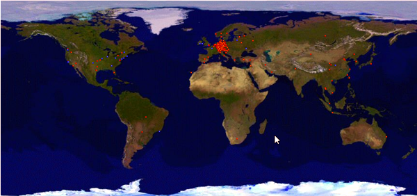 Standorte der Zugriffe November 2014 (Welt). Dieses kann auch auf der Webseite rechts unten immer Aktuell angeschaut werden.