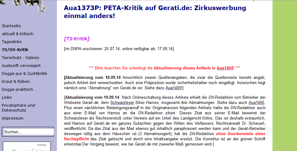 So skurril können die Abmahnungen von Gerati.de nicht gewesen sein, wenn sich Frau Karin Burger zu einem solchen langen Text und Korrekturen veranlasst sah!