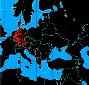 Standorte der Zugriffe März 2015 (EU). Dieses kann auch auf der Webseite rechts unten immer Aktuell angeschaut werden.