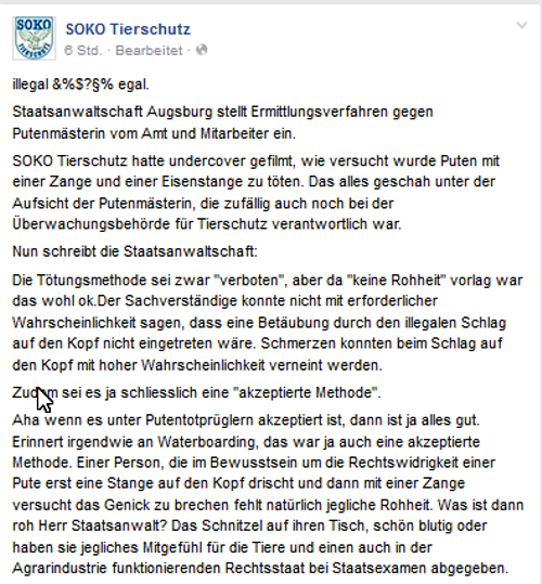 Screenshot Facebook Seite Soko Tierschutz / https://www.facebook.com/sokotierschutz.ev?fref=ts
