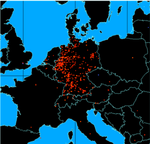 Standorte der Zugriffe Mai2015 (EU). Dieses kann auch auf der Webseite rechts unten immer Aktuell angeschaut werden.