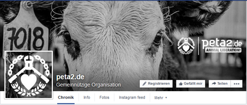PeTA2 Logo, auf Facebook Screenshot:https://www.facebook.com/petazwei/?fref=ts