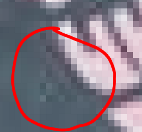 Auch beim nachträglich eingefügten PeTA2 Logo treten diese Pixelverwirbelungen auf