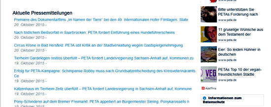 Screenshot Peta.de