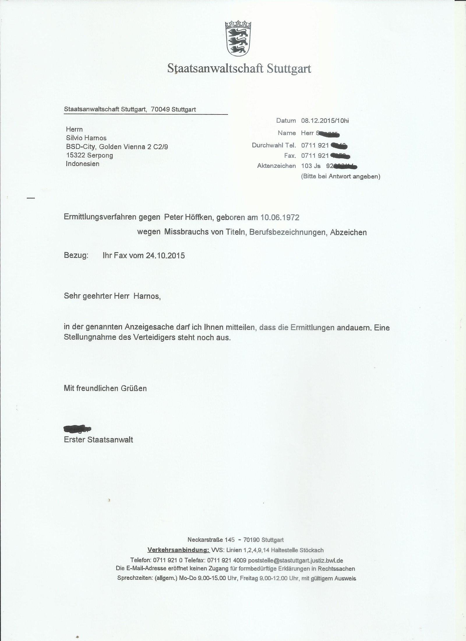 Eingegangen per Fax am 18.12.2015