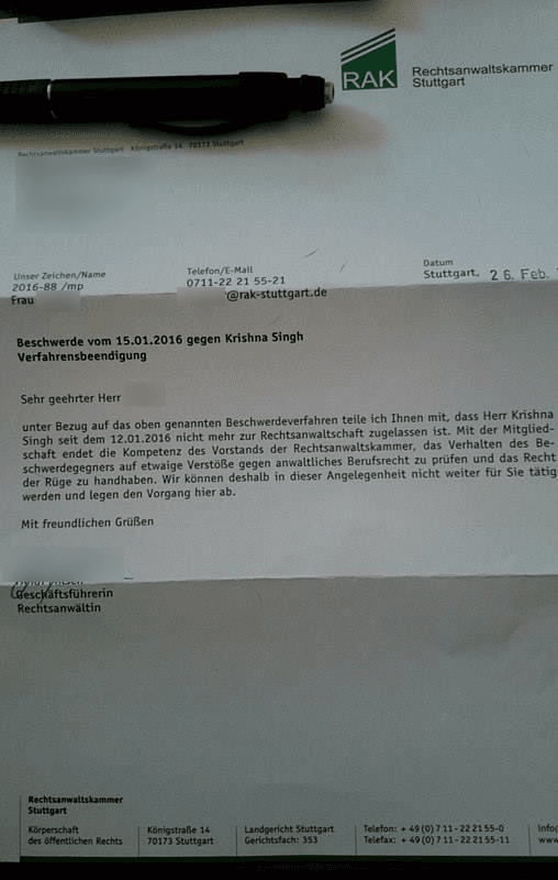 Syndikusanwalt von PeTA Krishna Singh besitzt keine Zulassung mehr