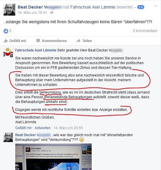 Screenshoot Facebook Fahrschule Axel Lämmle