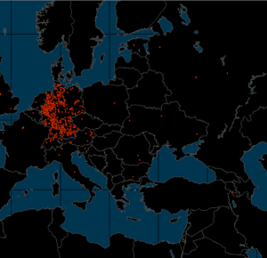 Standorte der Zugriffe März 2016 (EU). Dieses kann auch auf der Webseite rechts unten immer Aktuell angeschaut werden.