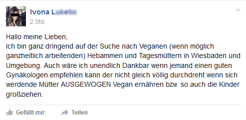 Screenshot Facebook Seite Frankfurt Vegan