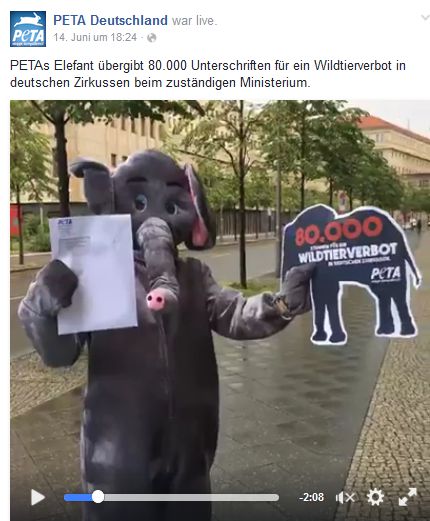 Screenshot PeTA Facebook Video / 16.06.2016
