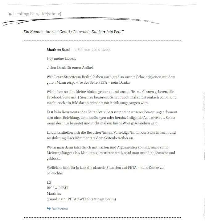 Screenshot einziger Kommentra auf der ganzen Homoneo.de Webseite