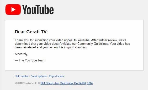 Youtube hebt Sperre des Videos auf