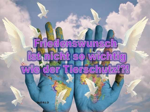 Friedenswunsch ist nicht so wichtig wie der Tierschutz!?!