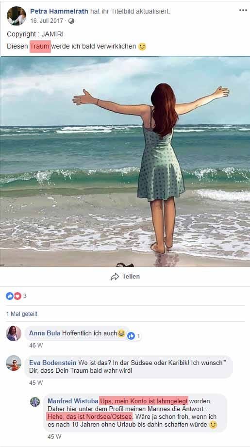 Screenshot Facebook-Seite: Petra Hammelrath